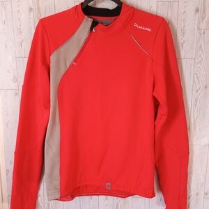Descente Gray and Red Cycling top Back Pockets Women's size XL